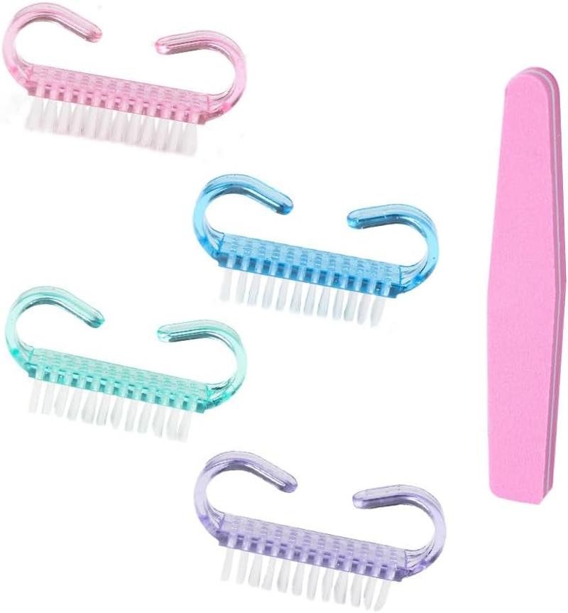 TRKETK Pack of 4 Nail Brush with 1 Nail Files, Manicure Dust Brush, Nail Cleaning Tool for Nail Art, Scrubbing, Toes and Nails, Home and Garden Use image number 3