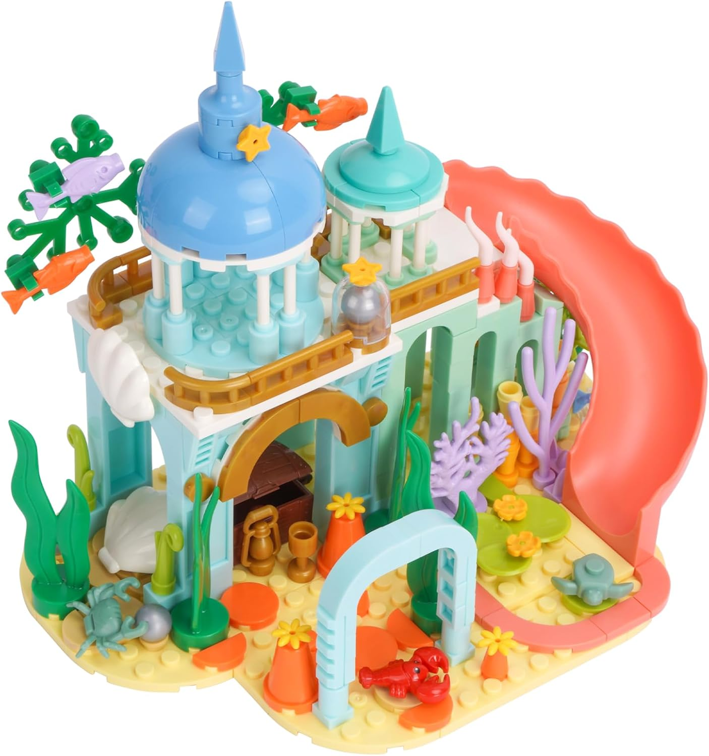Vinbosion Princess Castle Building Blocks, Ocean Building Toy with Slide, Building Blocks Gift for Christmas, Birthday, New Year (300 Pieces) image number 5
