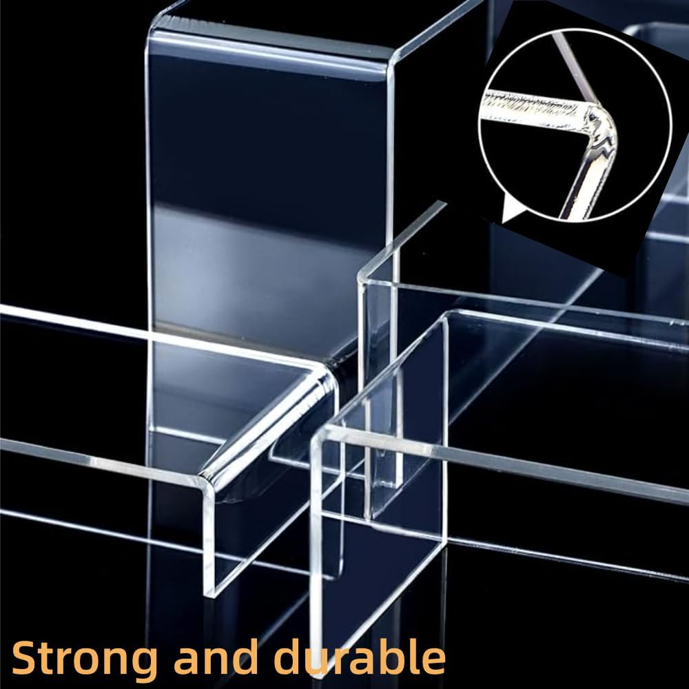 HIDOSNG Acrylic Display Riser, 8PCS U-Shaped Acrylic Risers, Clear Rectangular Stands for Candy Dessert Cupcakes,Collectibles Display Stands Shelf for Display