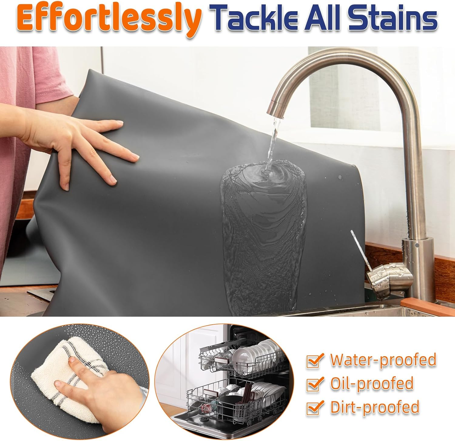 Warome Silicone Mat, 78.7&rdquo;X 23.6&rdquo; Heat Resistant Mats for Countertop, Extra Large Protector, Multi-Functional Cuttable Kitchen Counter, Counter/Crafts- Grey, (GY-SL-78.7) image number 2