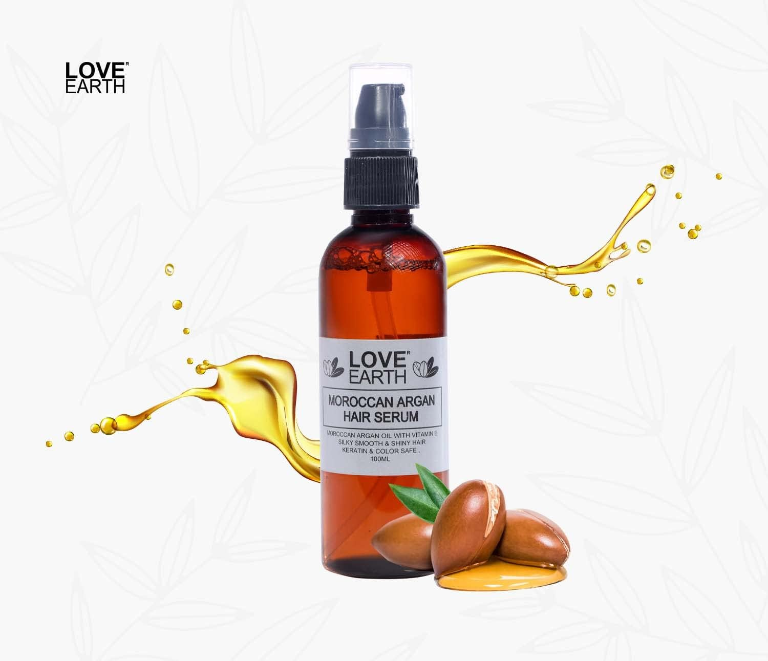 Love Earth Moroccan Argan Hair Serum Enriched with Goodness of Moroccan Argan Oil and Bhringraj for Frizz Free, Smooth & Shiny Hair 100Ml image number 4