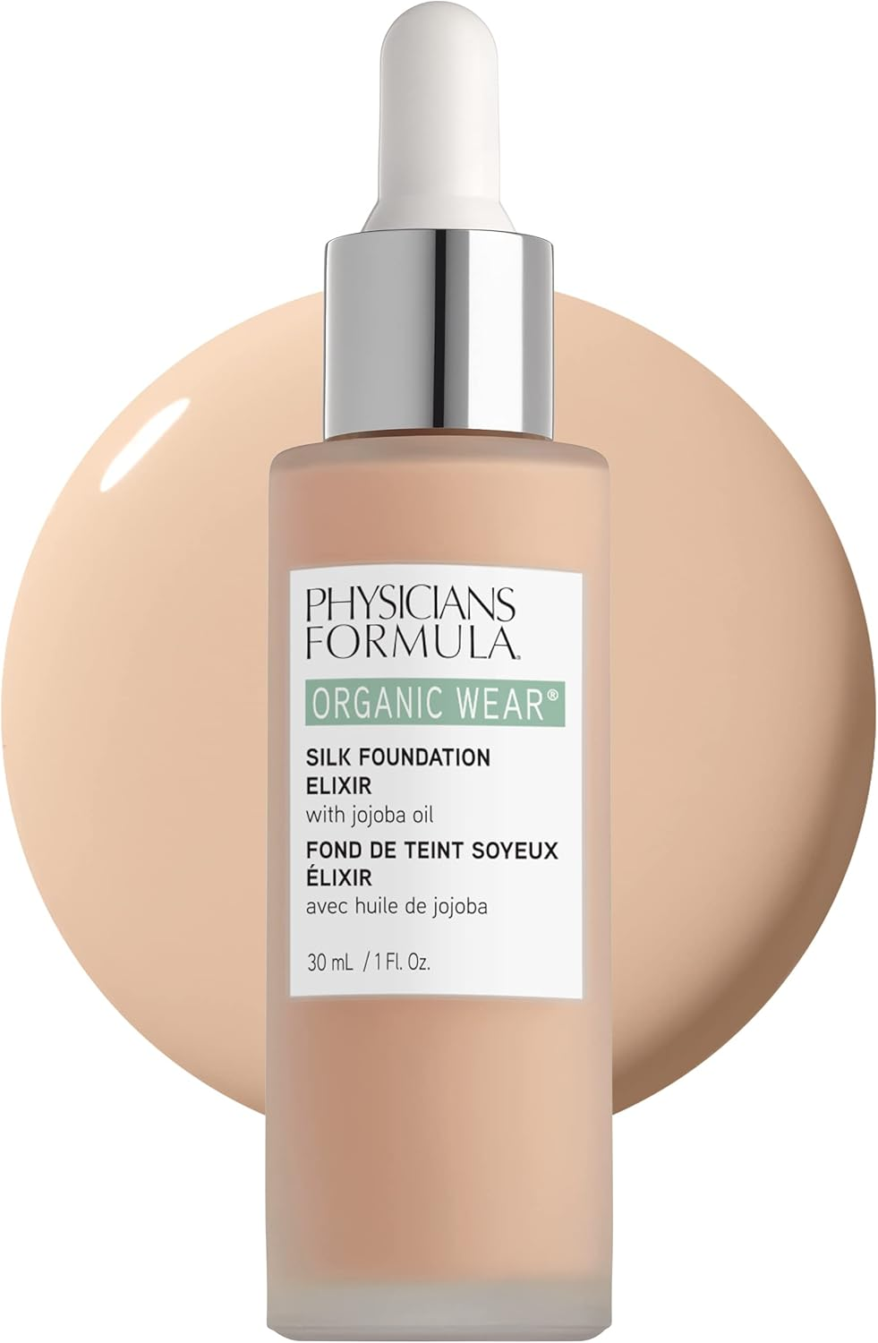 Physicians Formula Organic Wear All Natural Liquid Foundation Elixir Fair, Full Coverage | Dermatologist Tested, Clinicially Tested, 01 - Fair