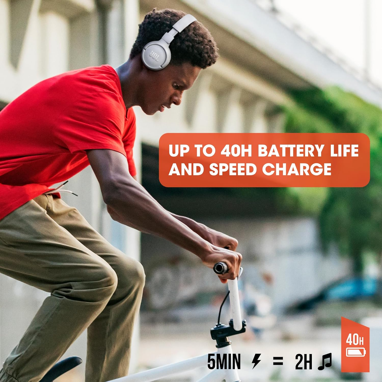 JBL Tune 510BT, JBL Pure Bass Sound, Wireless Bluetooth 5.0 Streaming, up to 40H Battery Life and Speed Charge (5Mins = 2H), Multi-Point Connections, Hands-Free Calls, Black image number 2