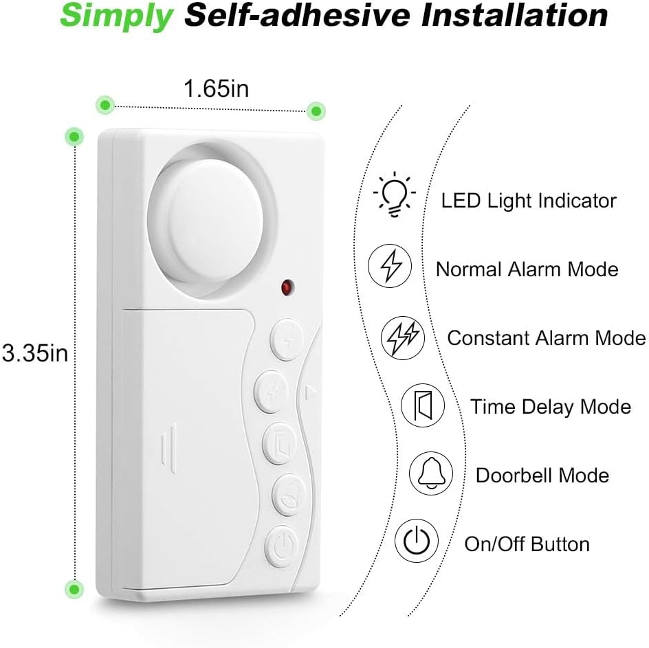 Winhon Freezer Door Alarm, Wireless, 3/15/30/60 Seconds Adjustable Delay, 108 Db Loud Alarm, 4-In-1 Mode, White image number 6
