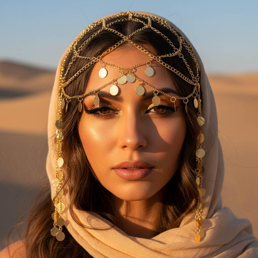 Fashband Gold Sequin Tassel Headband Festival Costume Party Headwear Hair Accessories for Women image number 2