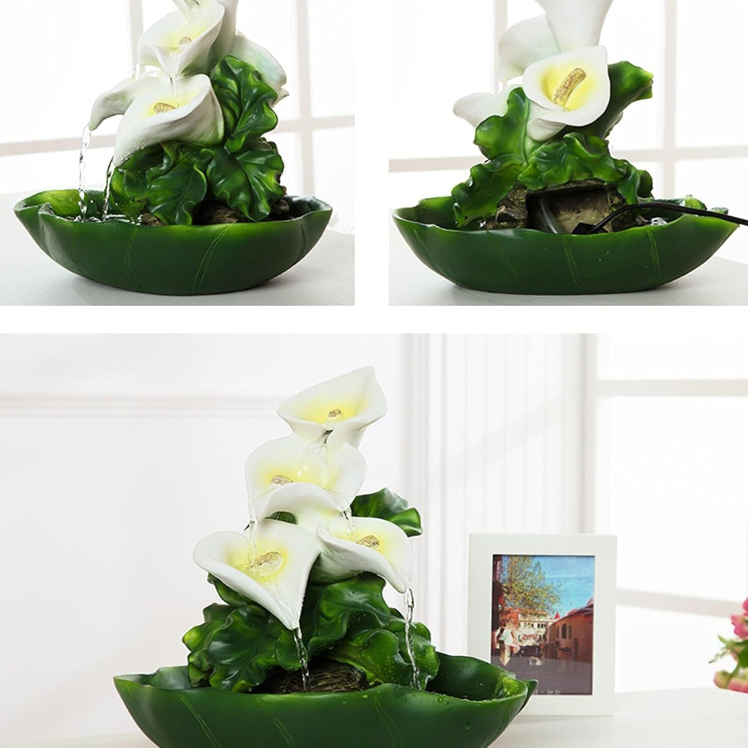 Outdoor Fountain Waterfall Fountain Indoor Water Calla Lily Creative Relaxation Home Decor image number 6