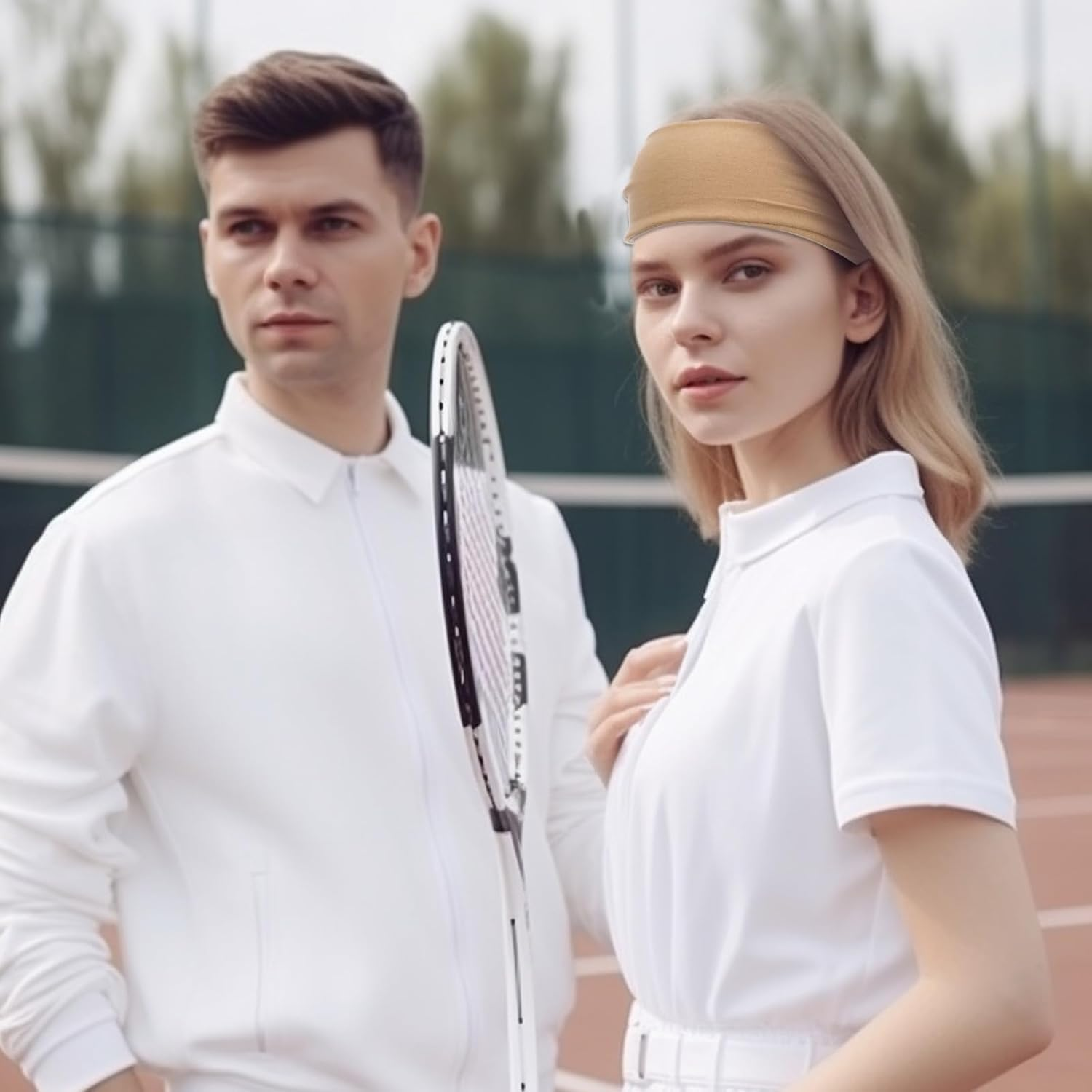 6 Pack Thick Sweat Workout Headbands for Women, Non Slip, Premium Stretchy Wide Head Bands Hair Accessories,Wear for Yoga, Fashion, Working Out, Travel or Running Neutral image number 3