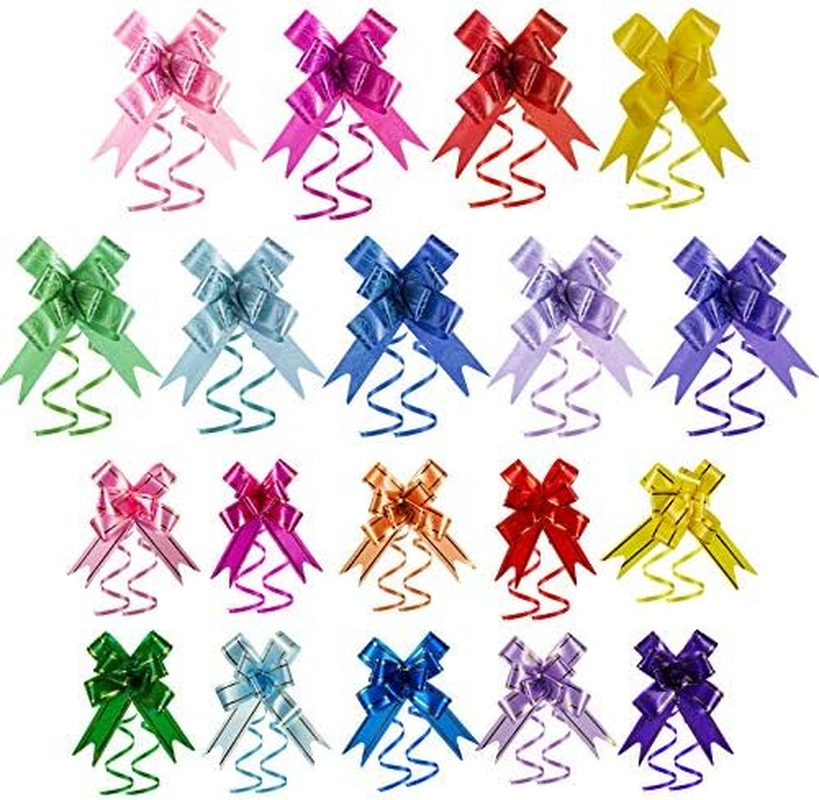 Syhood 360 Pieces Ribbon Pull Bow Present Basket Pull Knot Present String Wrapping Bows for Christmas New Year Thanksgiving Party Ornament, 1.8 Cm/ 1.5 Cm Width, Assorted Colors image number 2