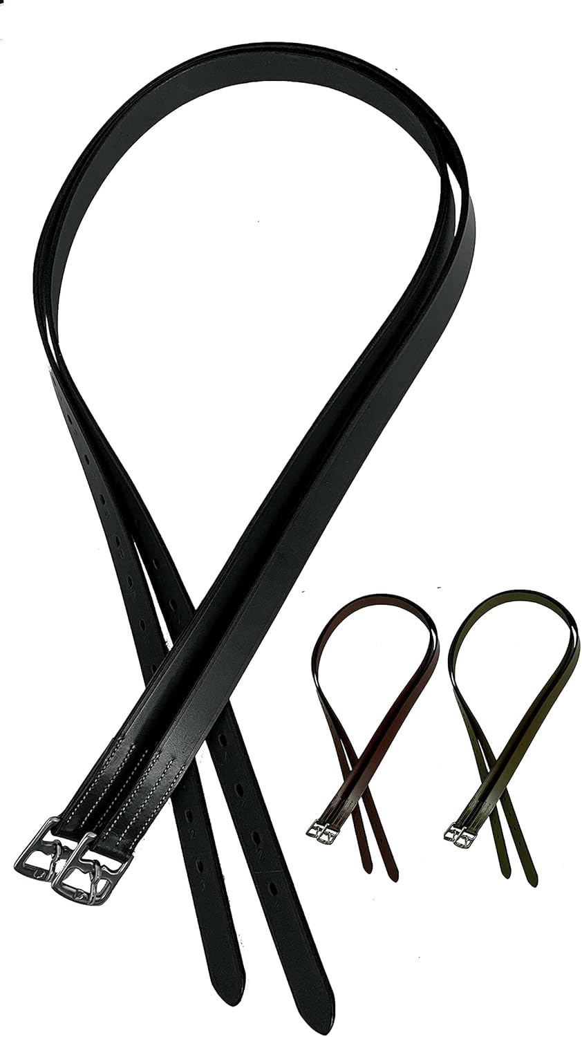 Majestic Ally Genuine Leather English Stirrup Leathers, Ideal for Schooling and Daily Use (Pack of 2) - Chestnut image number 2