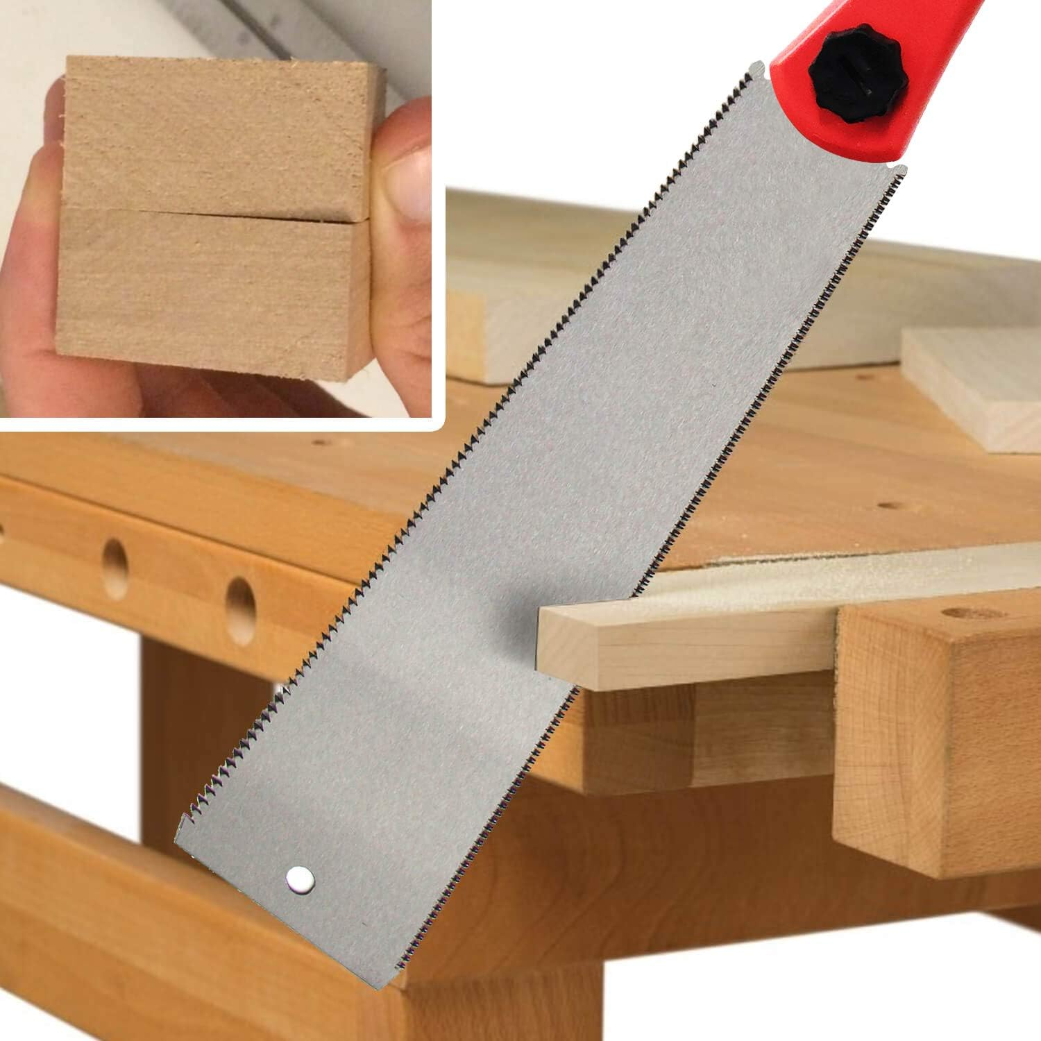 DUEBEL Japanese Fine Cut Saw, Hand Saw Ryoba Double Edge Pull Saw Interchangeable Flush Cut Saw Flexible Blade Handsaw for Woodworking (Japanese Ryoba Saw 31.8Cm) image number 6