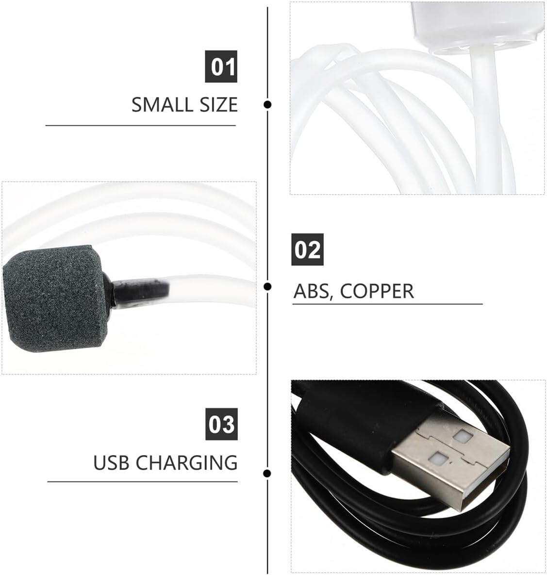 USB Charging Small Aquarium Oxygen Pump Low Power Consumption Fish Tank Air Aerator Portable for Different Sized Tanks and Fish High-Grade Material for Safe Use