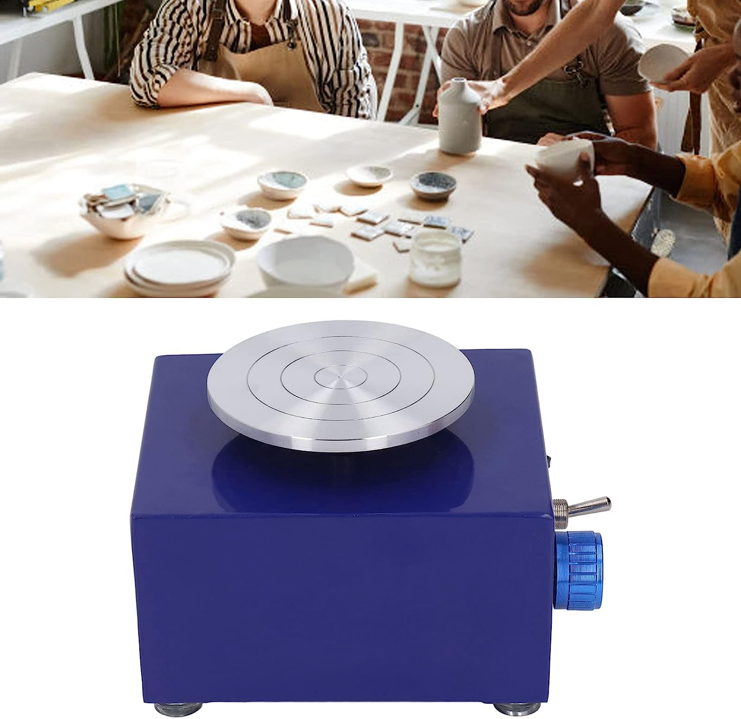 Mini Pottery Wheel, Adjustable Speed Electric Pottery Wheel, Rustproof Detachable Basin Pottery Forming Machine, DIY Clay Turntable Tray for Art, Craft, Work, Clay, Parent Child Activities(Au)