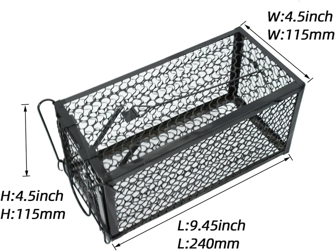 1 Door Animal Live Cage Trap Humane Rat Cage Live Mouse Traps Reusable Metal Cage Trap to Catch Rodent,Mice,Squirrel,Weasel,Hamster,Chipmunk for Indoor or Outdoor Size 24X11X11Cm image number 2