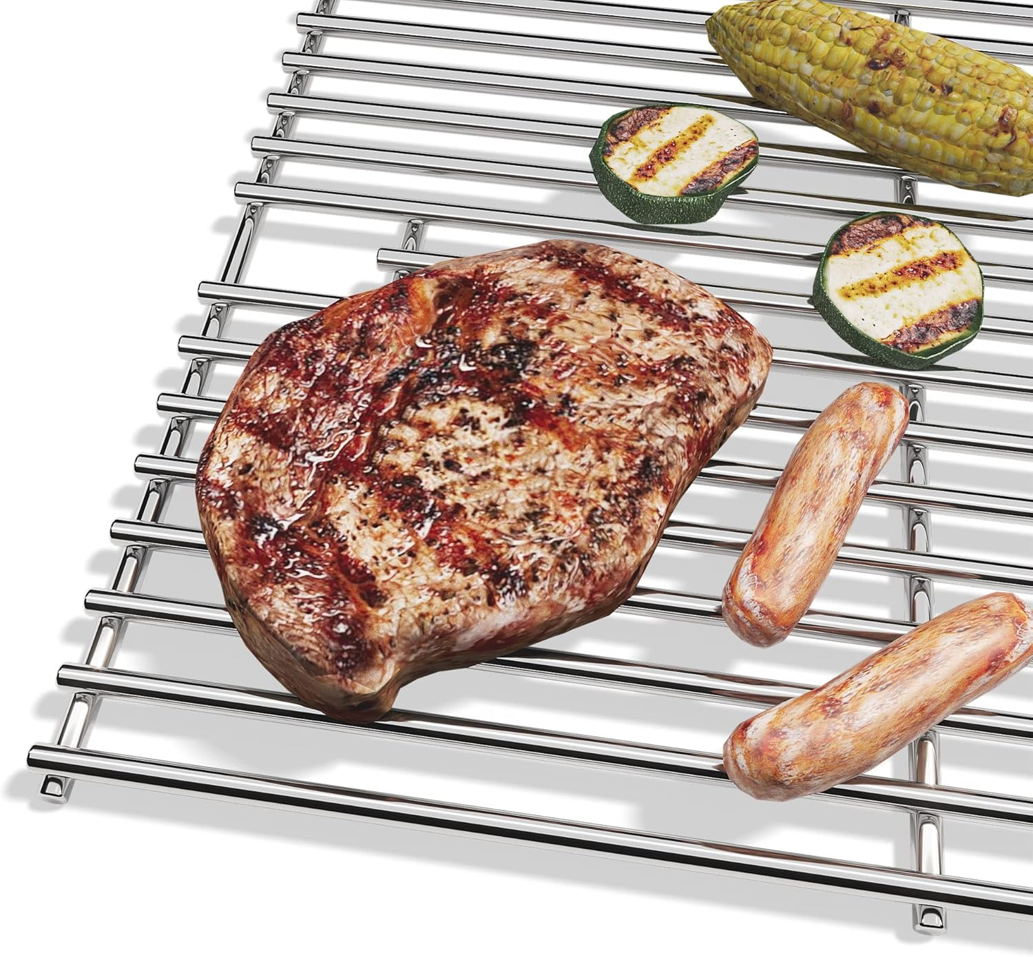 KIKIBRO 17/17.5/19.5 Inch Grill Cooking Grates Replacement for Weber Spirit 300, 310, 320 Series, Spirit 700, Genesis Silver/Gold/Patinum B/C, Heavy Duty Stainless Steel Grids, 17.5" D X 23.8" W image number 2