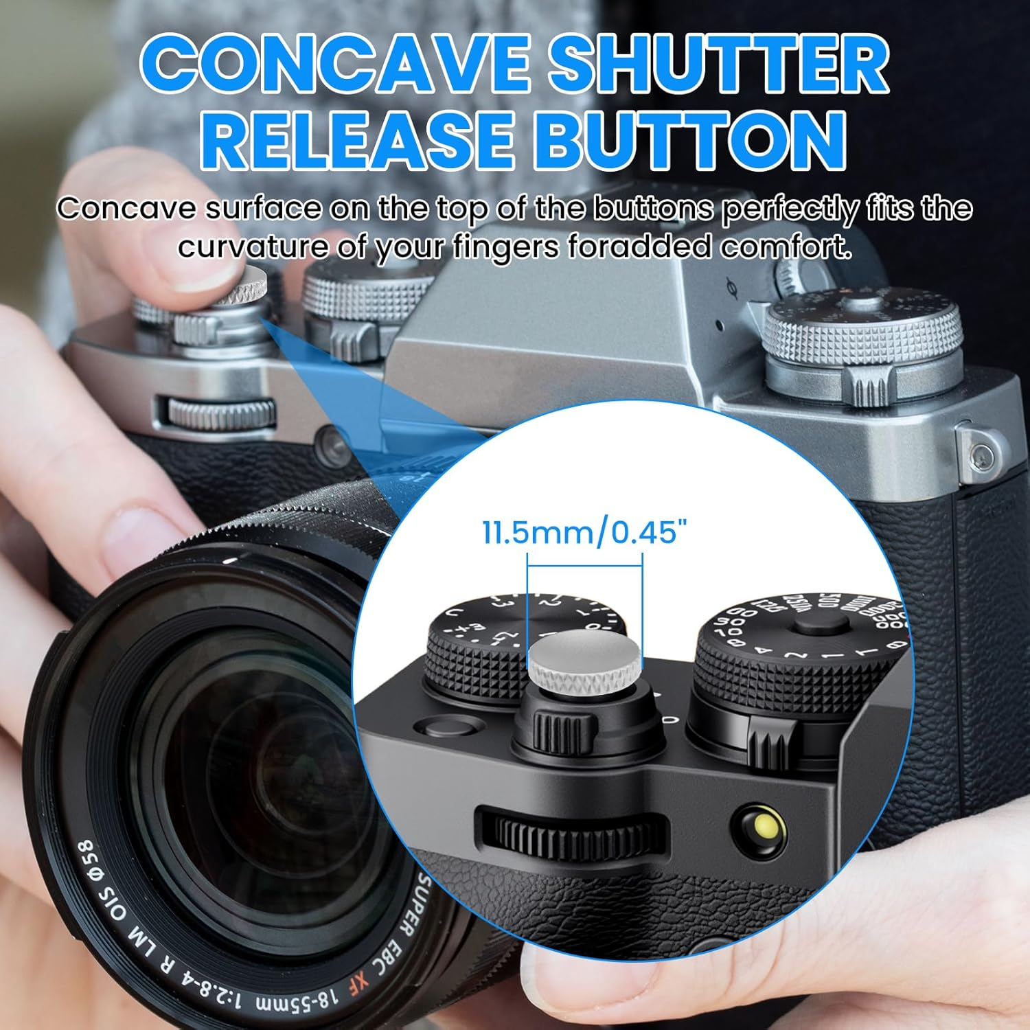 SDTC Tech 4 Pcs Fuji Shutter Release Button Accessories, Copper Camera Soft Shutter Button Fits for Fuji X-T3 X100 X100S X-T10 X-T20 X-T30 Xpro1, 4 Color (Red/Black/Silver/Golden) image number 5