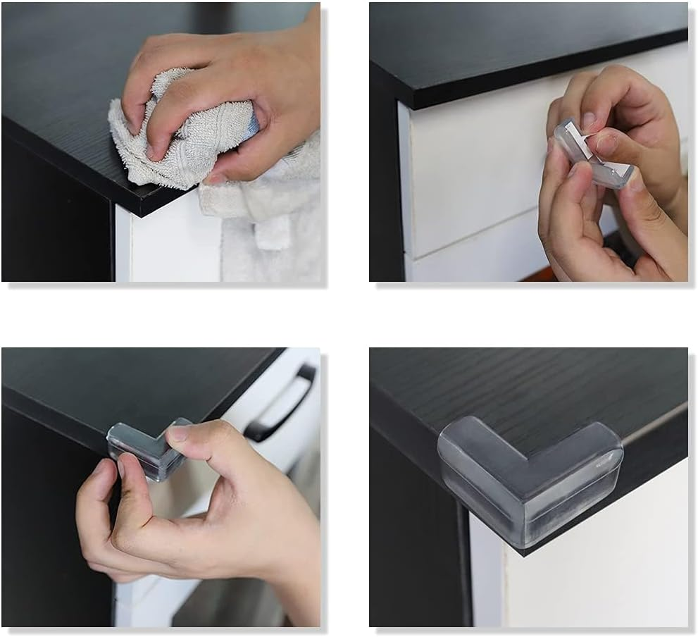 10-Pack Clear L-Shape Corner Protectors &ndash; Baby Safety Furniture Guards for Sharp Edges & Corners image number 4