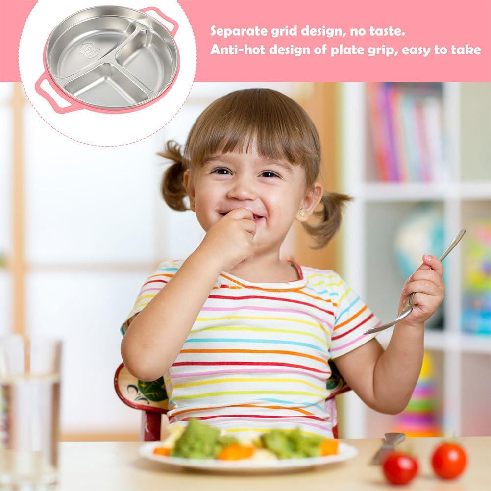 Angoily Compartment Plate Toddler Plate Steel Plate Compartment Trays Metal Plate Divided Plates for Adults Divided Dinner Tray Diet Plate Camping Luncheon Plates Food Pp -Usable image number 3