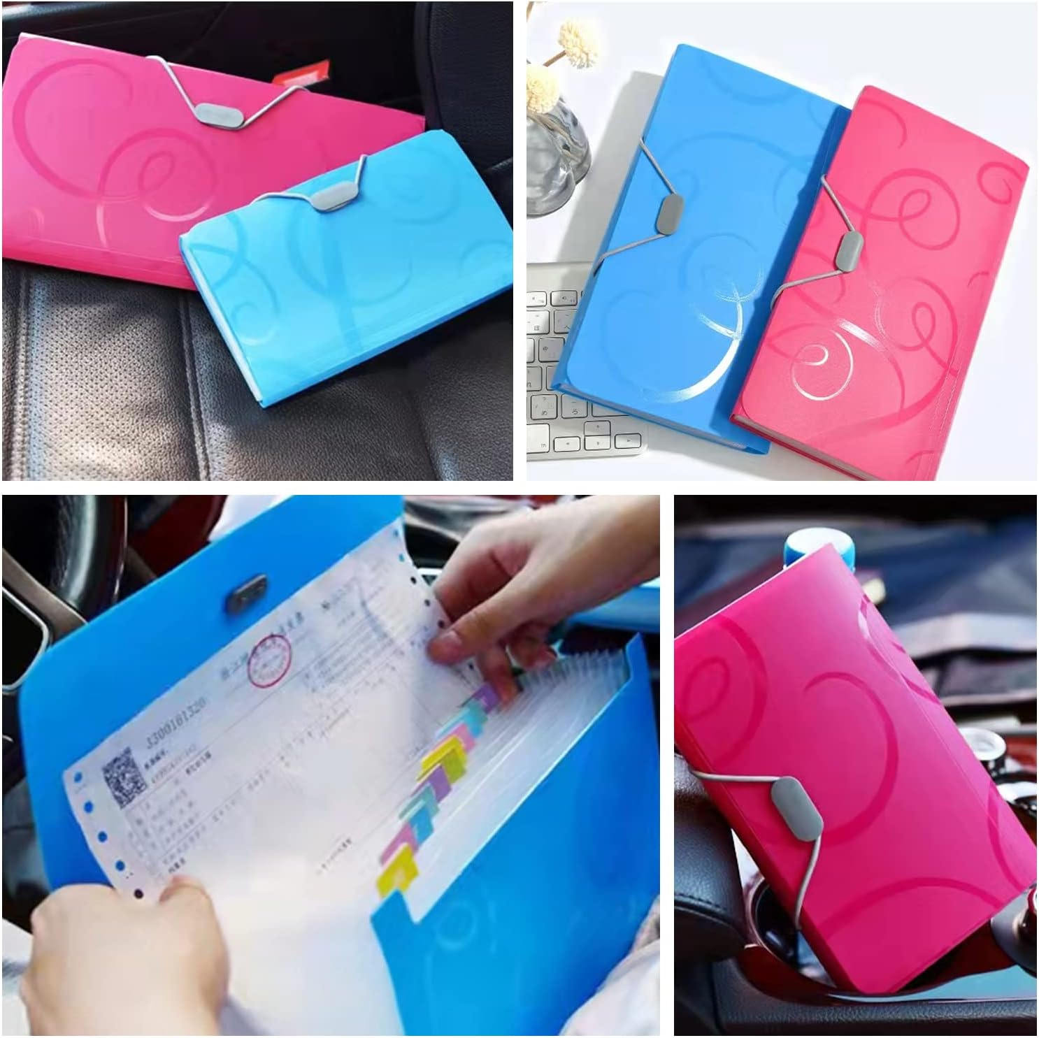 EKIND 7X4.5 Expandable Portable Folder, 13 Pocket Rope Accordion File Organizer, A6 Plastic Wallet for Cards,Coupons,Receipt,Tax Item, Mini Expanding Folders (1Pcs, Rose) image number 5