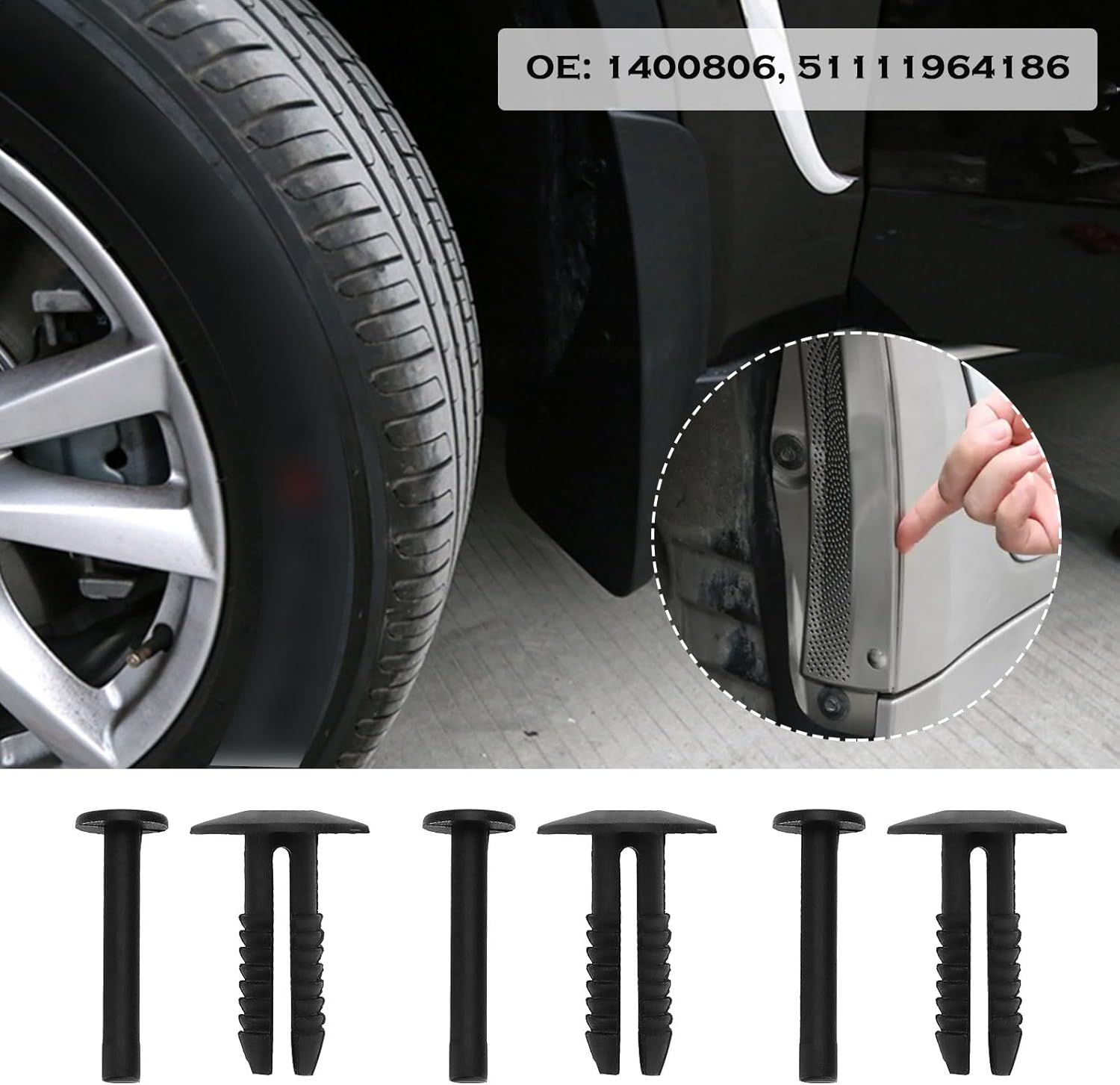 30PCS Car Bumper Fender Retainer Clips 1400806 51111964186 Compatible with BMW 3Er E30 E36 E46 5Er E39 E60 Compatile with Opel Corsa Limosine Signum Omega Insigna image number 2