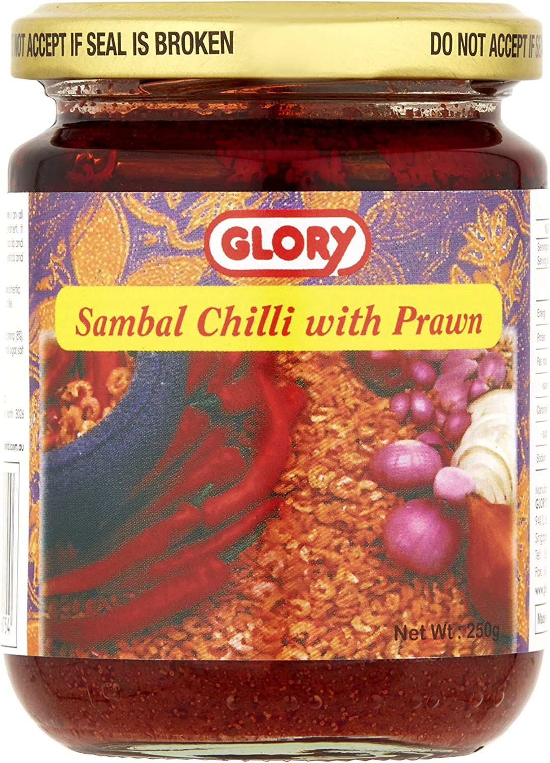 Glory Sambal Chilli with Prawn Paste, 250 G