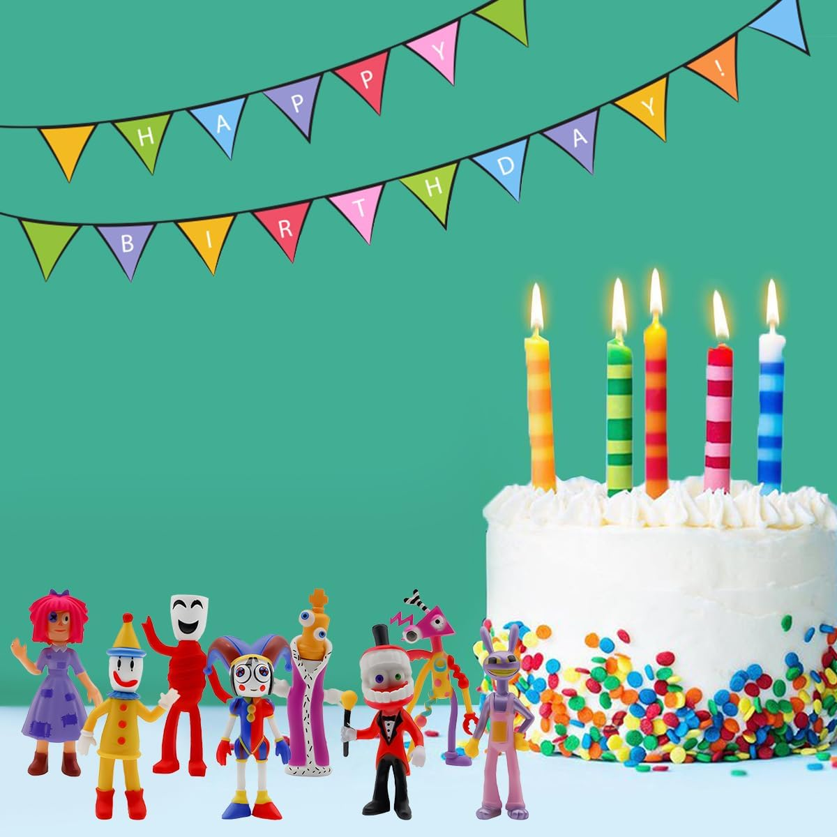 8Pcs Party Topper for the Amazing Digital Circus,Digital Circus Action Figure,Circus Theme Party Decorate Supplies image number 1