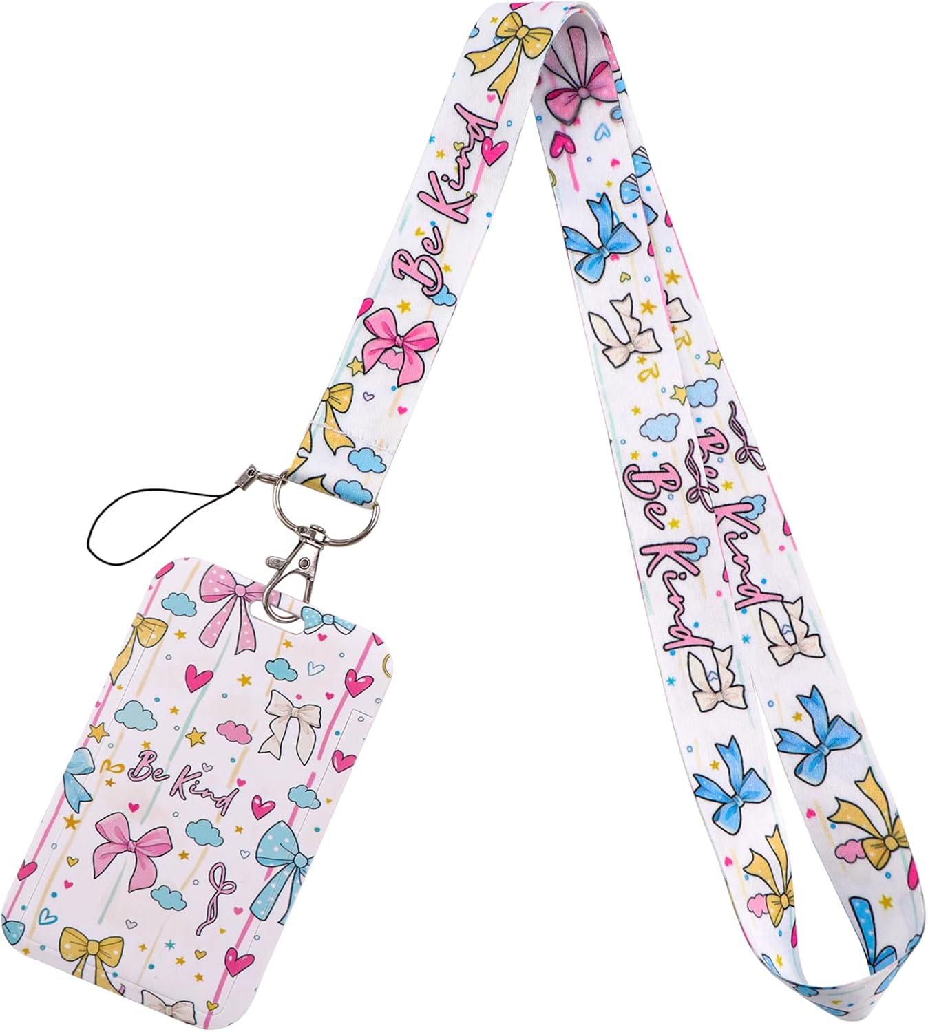 Pink Badge Holder Lanyard Cute Aesthetic Keychain Lanyard for Women Girls Teachers Kids for ID Badge & Keys Preppy School ID Holder(Positive Quote)