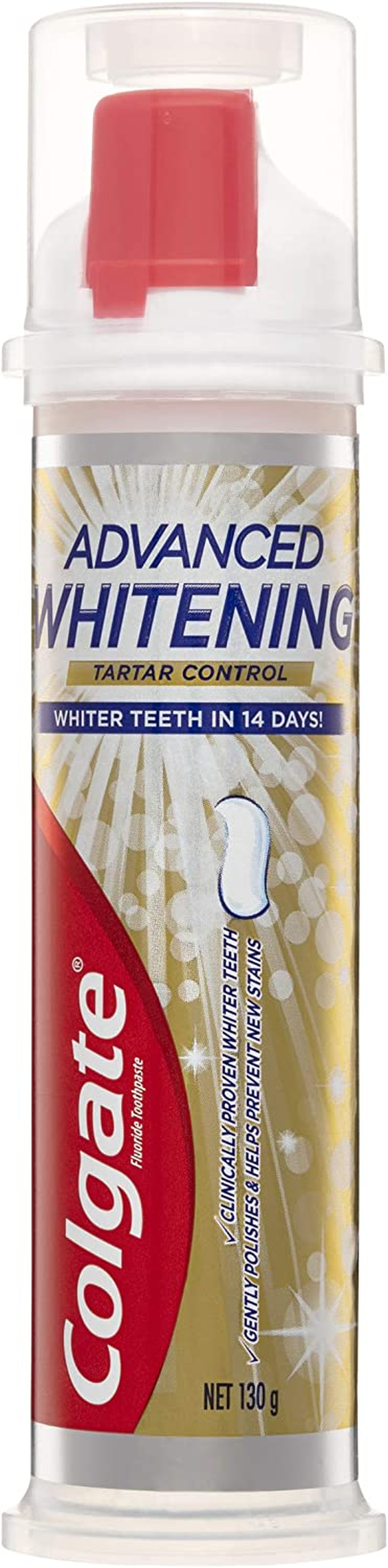 COLGATE Advanced Tartar Control Teeth Whitening Toothpaste Pump with Microcleansing Crystals, 130 G image number 5