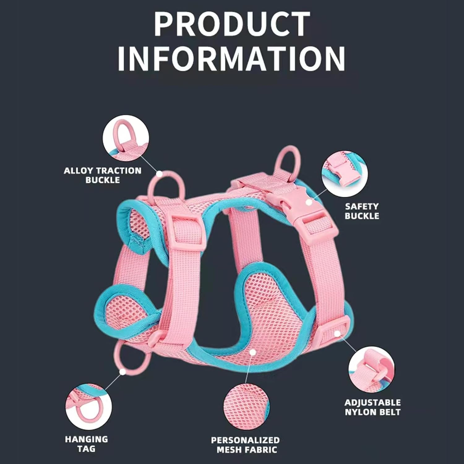 IUOUTG No Pull Lightweight Dog Harness Cute Cat Harness with Breathable Mesh Padded Soft Adjustable Puppy Harness Girl Pet Vest Harness for Small Medium Large Dogs (Purple,S) image number 3