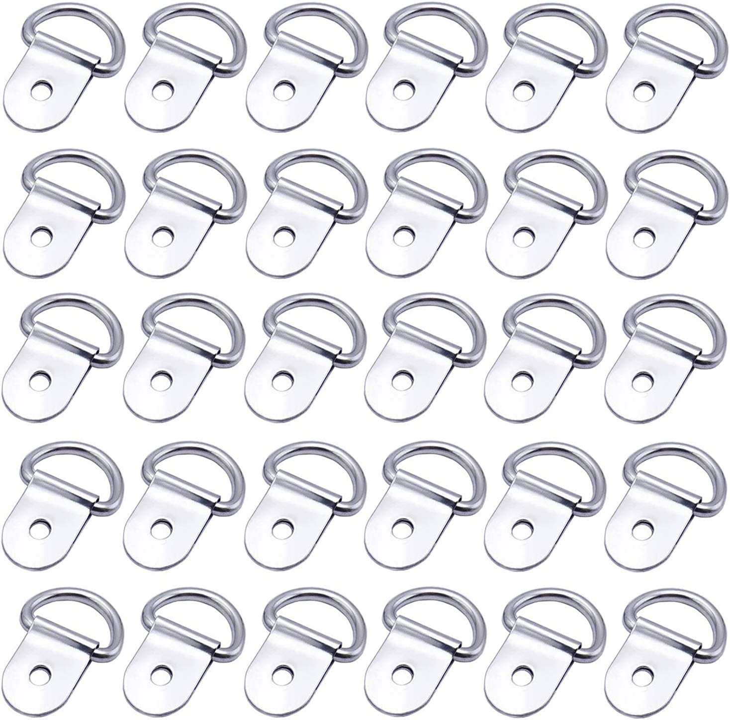 30 Pack Small Steel D-Ring Tie Downs, D Rings Anchor Lashing Ring for Loads on Case Truck Cargo Trailers RV Boats, Silver image number 3