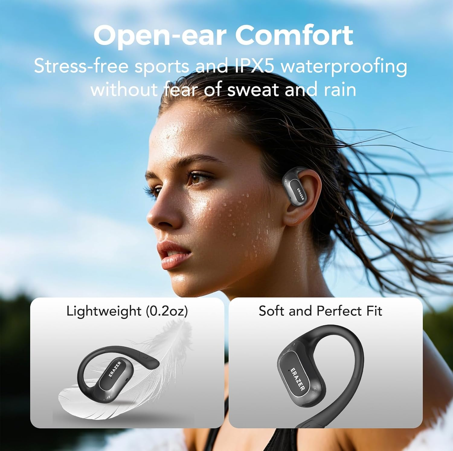 ERAZER X5 AI Translator Earbuds, 3-In-1 Translator Headphones in 135 Languages with APP, Bluetooth 5.4 Open Ear Headphones 40H Playtime with 13Mm Dynamic Driver Hifi Stereo for Ios & Android (Purple) image number 5