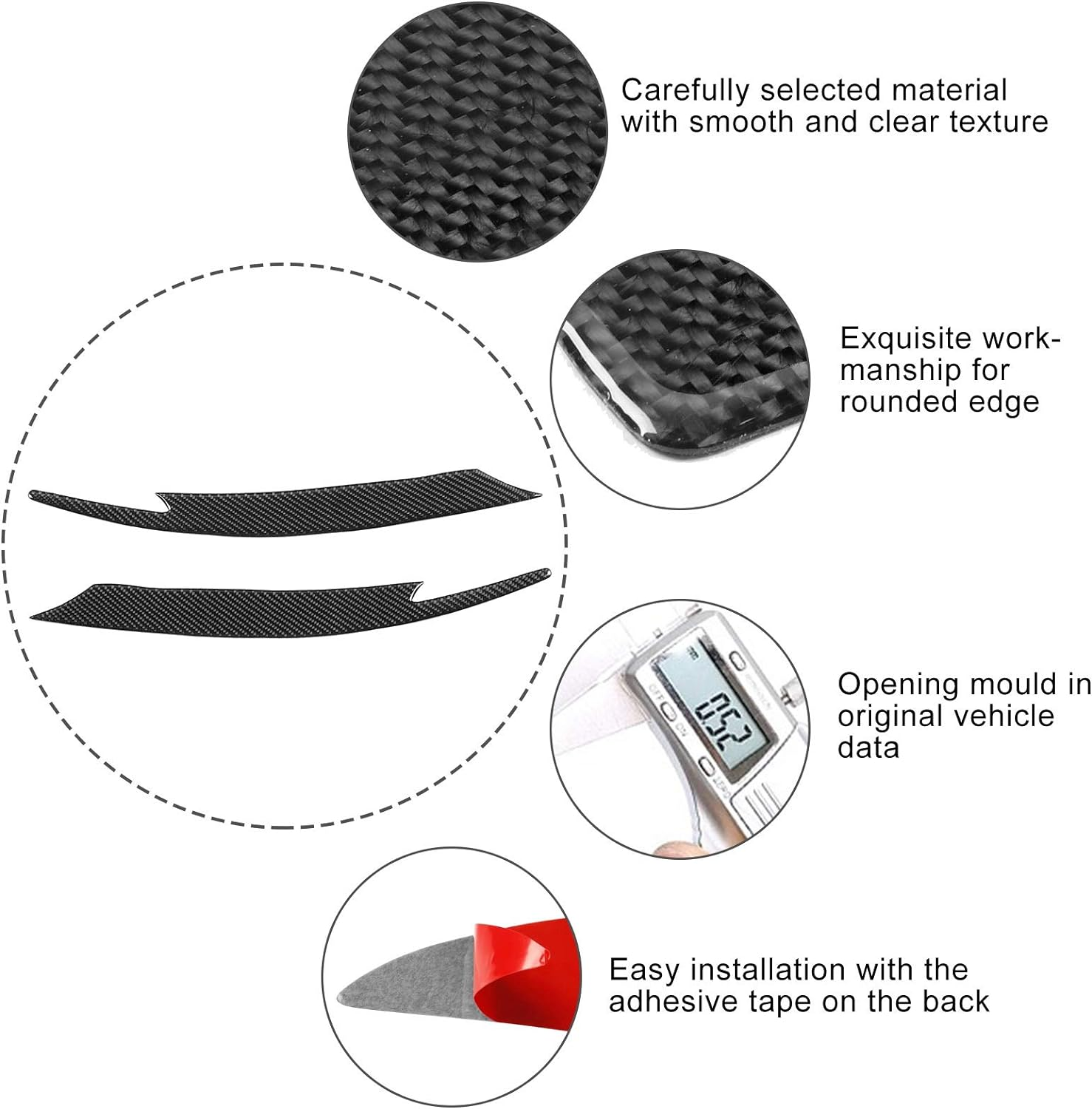 Eyelids Decal, Headlight Eyebrow Trim Carbon Fiber Eyelids for Impreza WRX STI 2008-2011 for Headlight Eyebrow image number 6