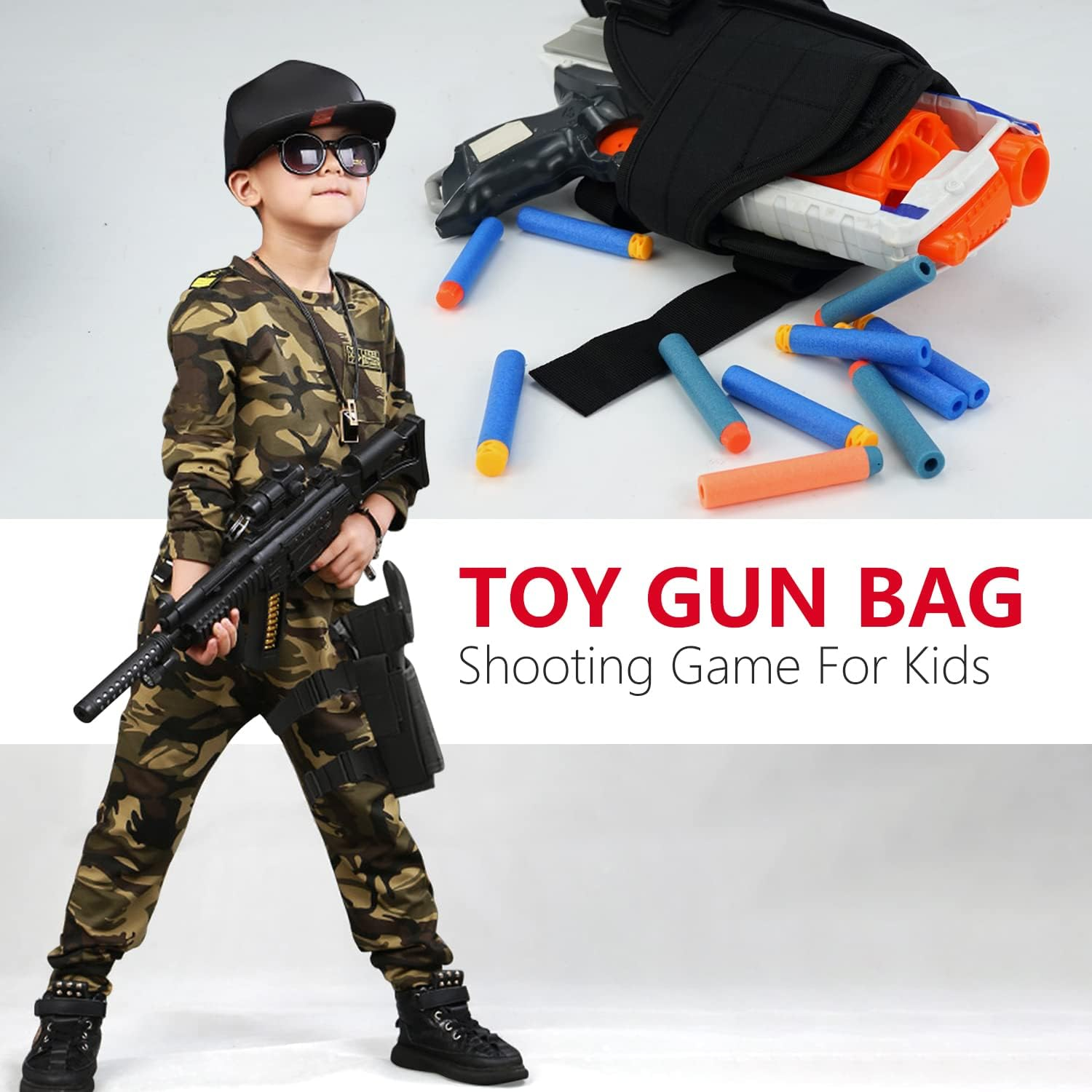 BOROLA Adjustable Tactical Leg Holster Compatible for Nerf Elite Series Blaster(Black) image number 3