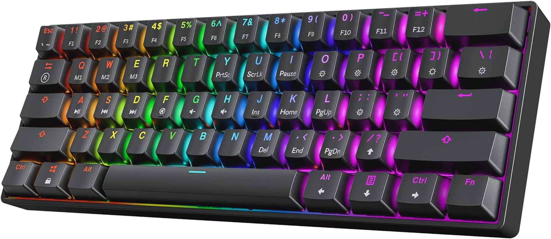 HK GAMING GK61 60% V3 | Hotswap Mechanical Gaming Keyboard | 61 Keys Multi Color RGB LED Backlit for Pc/Mac Gamer | US Layout (Black, Mechanical Speed Yellow)
