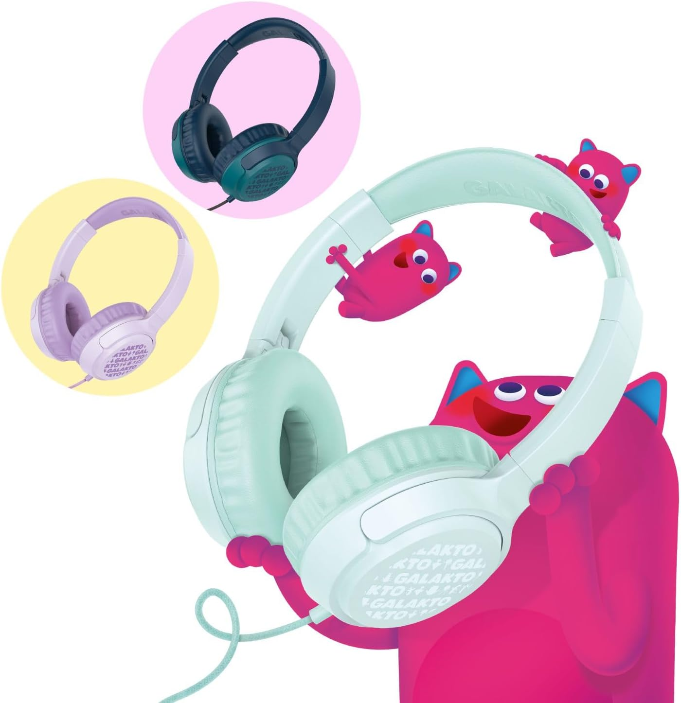 Galakto Children'S Headphones in Dark Blue for Home, Travel or Travel, Child-Friendly Volume, Excellent Sound and Robust Textile Cable, Accessories