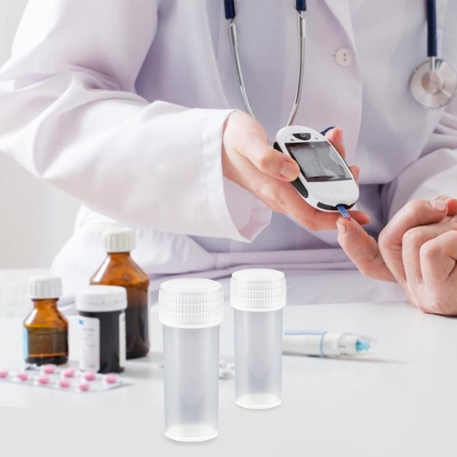 EVGATSAUTO 5Ml Sample Bottles, 50Pcs Plastic Vials White Translucent with Good Hardness Sealing for Paste Solid Powder Pills Seeds image number 2