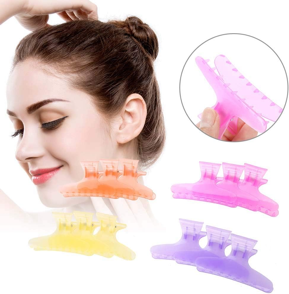 12 Pcs/Set Butterfly Holding Hair Clip, Salon Hair Clip, Hair Section Claw Clips, Hairdressing Tool (Crystal Hair Clip)