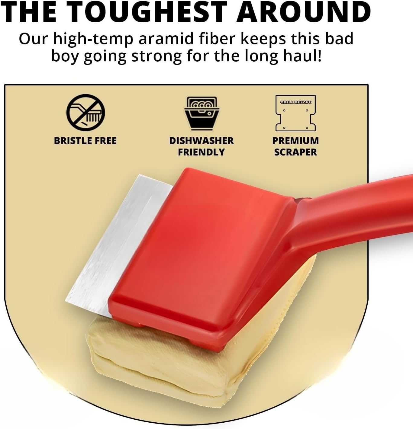 BBQ Replaceable Cleaning Head, Bristle Free - Durable and Unique Grill Tools for Cast Iron or Stainless-Steel Grates, Barbecue Cleaner