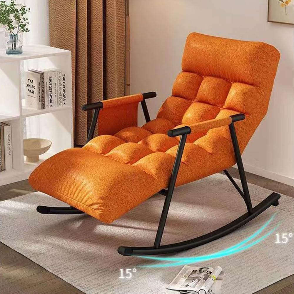 Hbluefat Modern 5 Speed Adjustable Relax Rocking Armchair - Stylish Lounge Sofa Chair for Lie, Sleep, Reading in Living Room, Bedroom, Balcony, Courtyard (Yellow) image number 6