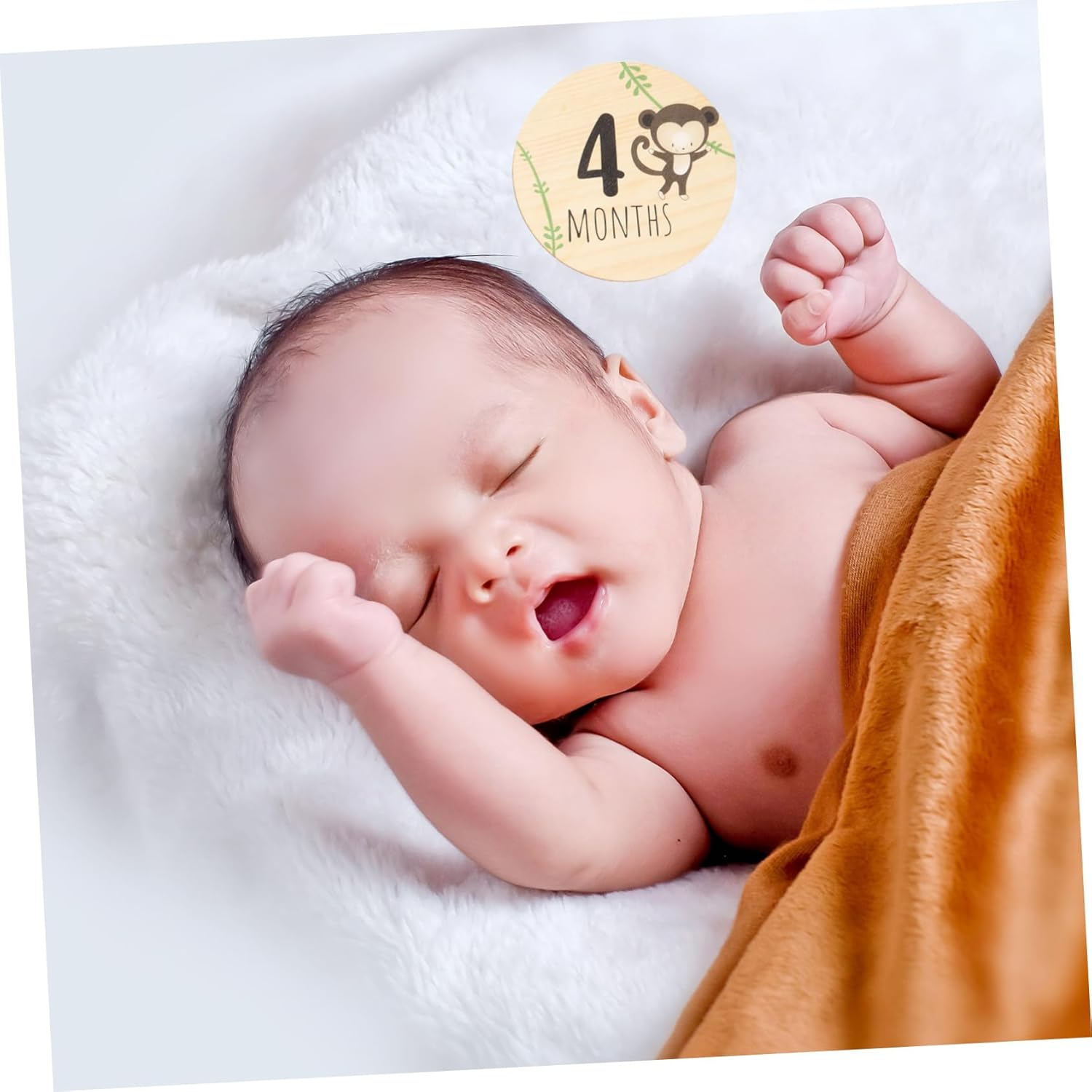 7Pcs Monthly Milestone Wooden Discs Decorative round Announcement Cards for Newborn Photography Fine Markers for Boys image number 3