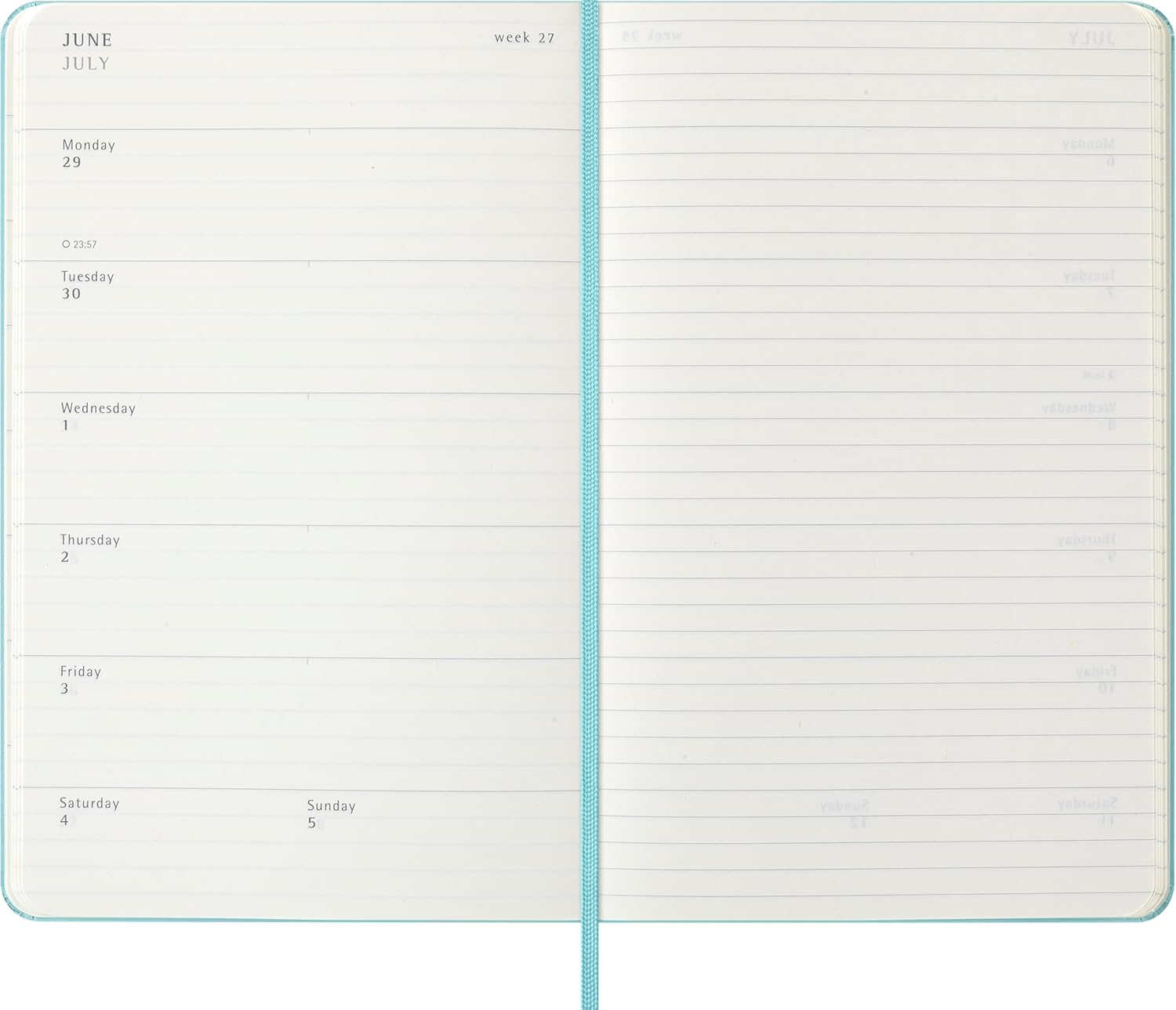 Moleskine - 2026-12 Month Weekly Notebook Hard Cover Diary - Large - Aquamarine image number 6
