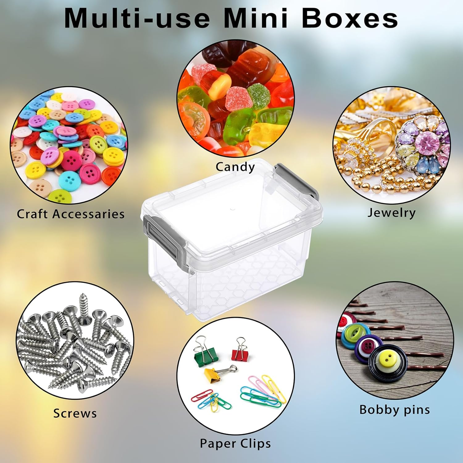 OGA 10 Small Transparent Storage Boxes, Plastic Organiser with Lid, Stackable Storage Containers for Office Supplies, Stationery, Craft Accessories, Hardware 12 X 8 X 7 Cm (Boxes Only)