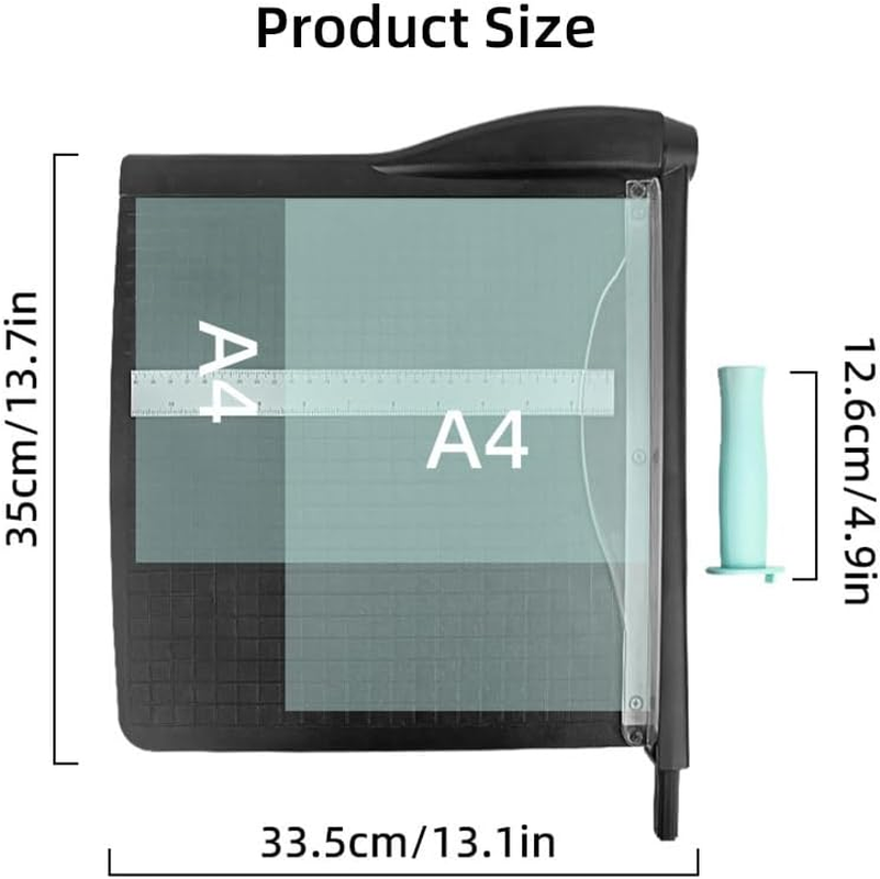 AIMALL 12"X12" Portable A4 Paper Cutter &ndash; Manganese Steel Blade Guillotine Trimmer with Ergonomic Handle and Transparent Press, Cuts up to 16 Sheets image number 2