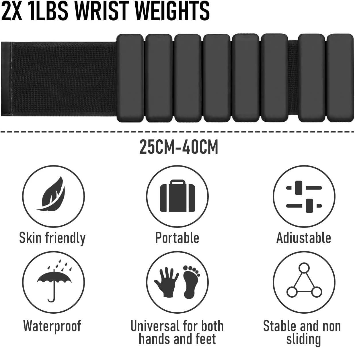 Alpen Wrist Ankle Weights Set of 2 (450G/Pcs) Adjustable Wearable Ankle Weight for Exercise Walking, Yoga, Dance, Barre, Pilates, Cardio, Aerobics