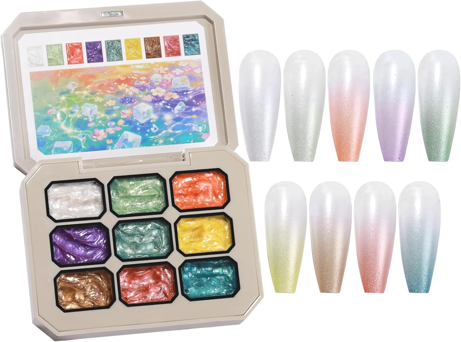 Nail Gel Palette, Gradient Painting Gel, 9-Color Polish Palette Accessories Nail Design Art Tools for Women Manicure Creation Painting image number 3