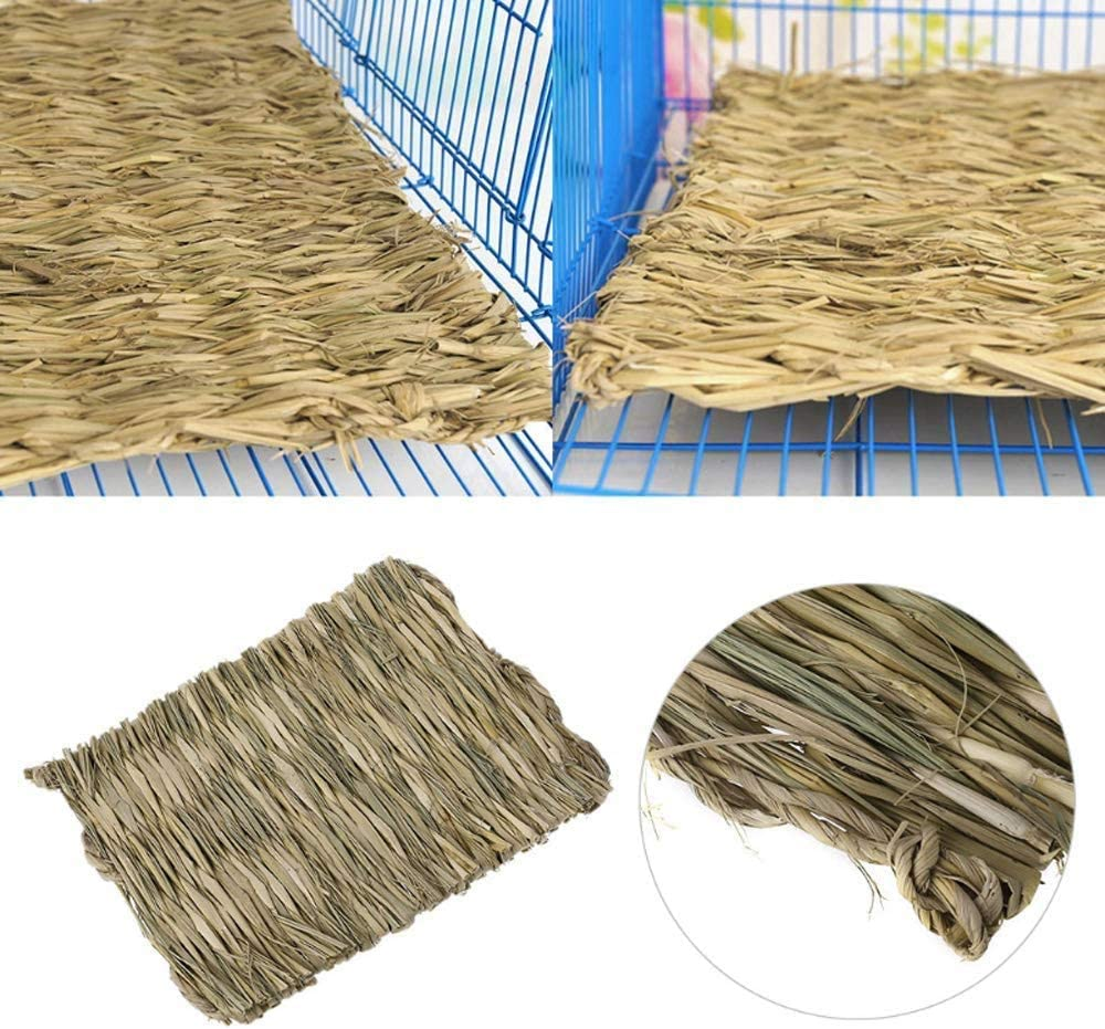 PINVNBY Natural Grass Woven Mat Small Animal Bedding Nest Guinea Pig Chew Toy for Parrot Rabbit Bunny Hamster Rat 6 PCS image number 6