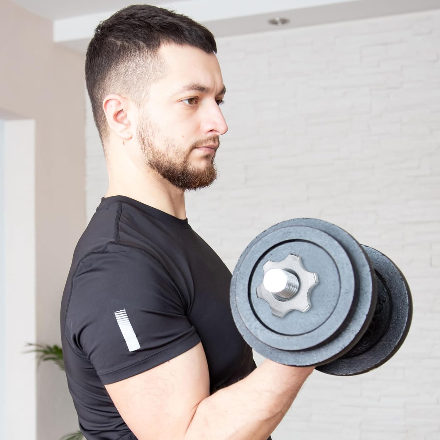 Cabilock 2PCS 2.5Cm Dumbbell Clips, Dumbbell Nut Collar, Casting Iron Nuts Anti-Slip Collar Screw for Barbell Dumbell Weight Lifting (Silver) image number 6