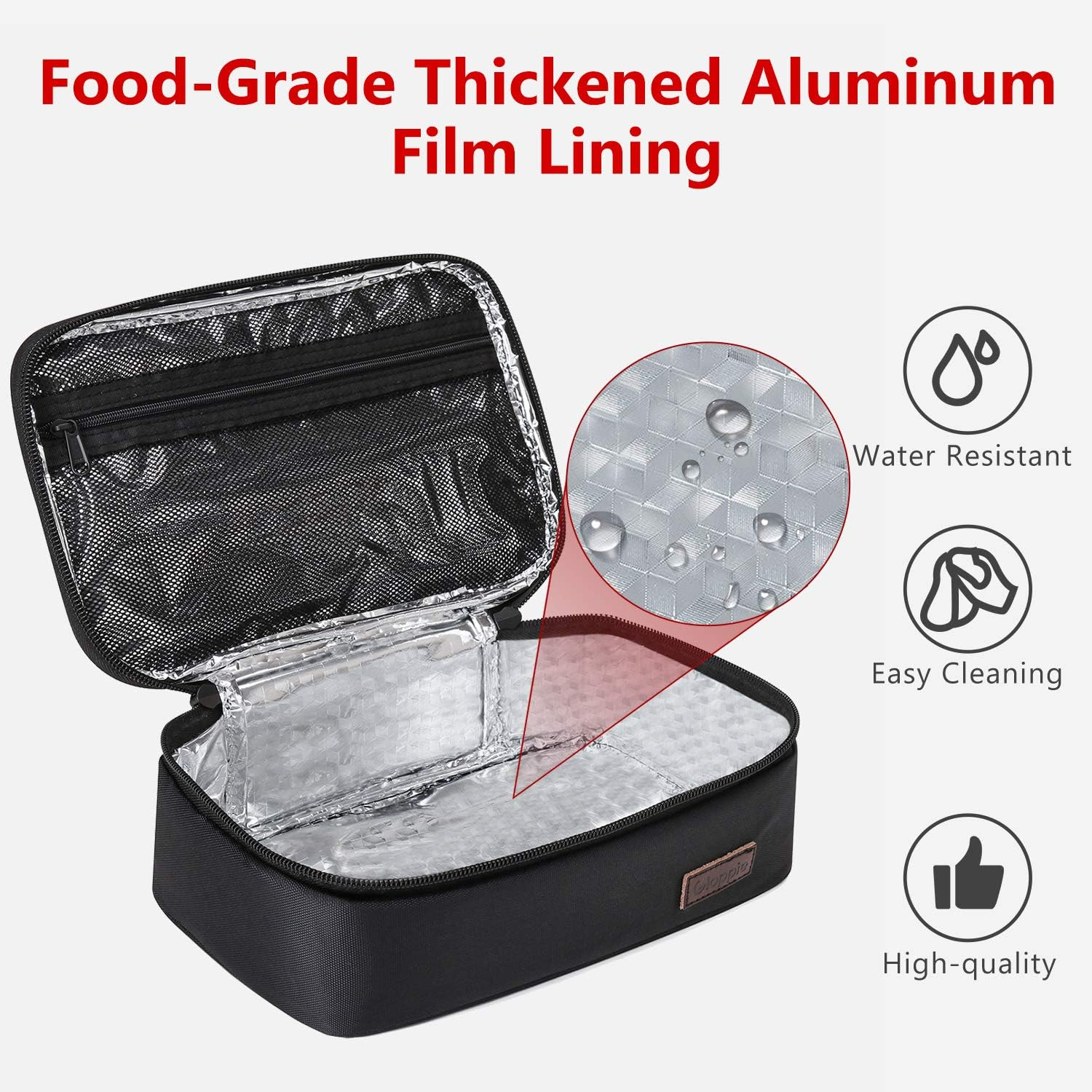 Gloppie Small Lunch Bag for Men Women Insulated Lunch Box Mini Lunchbox Kids Lunch Box Bag Adult Portable Cooler Bags Reusable Snack Bag Black - E. Green image number 7