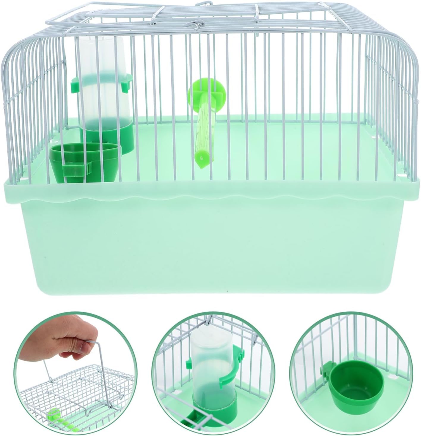 Happyyami Portable Bird Cage with Food Box and Waterer Lightweight Metal Carrier for Parrots Lovebirds and Animals for Travel and Outdoor Adventures image number 6