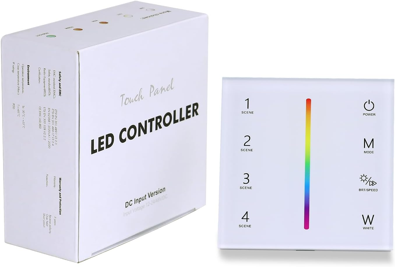 JOYLIT RGBW LED Controller 12-24V 4 Channel X 3A/CH, 2.4Ghz RF Wireless Wall Touch Panel LED Controller for RGBW CCT RGB LED Strip Colour Changing and Dimming (86 X 86 X 33 Mm) image number 3