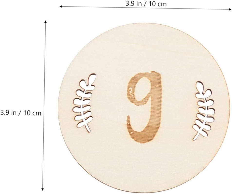 Yardwe 36 Pcs Milestone Cards Wooden Month Number Photography Props Birthday Commemorate Newborn Growth Keepsake Gift Leaves Design image number 1